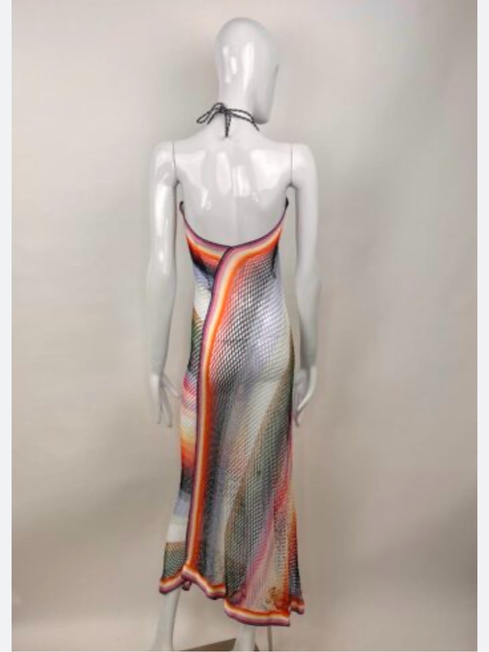 Multicolor Crochet Mesh Maxi Dress - Rainbow Stripes - Picture 7 of 7
